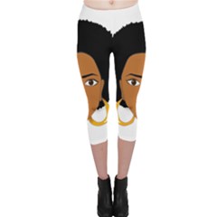 African American Woman With ?urly Hair Capri Leggings  by bumblebamboo