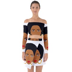 African American Woman With ?urly Hair Off Shoulder Top With Skirt Set by bumblebamboo