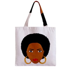 African American Woman With ?urly Hair Zipper Grocery Tote Bag by bumblebamboo