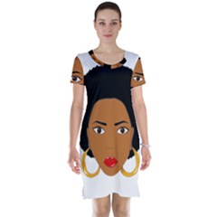 African American Woman With ?urly Hair Short Sleeve Nightdress by bumblebamboo