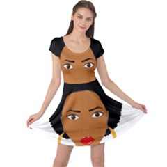 African American Woman With ?urly Hair Cap Sleeve Dress by bumblebamboo