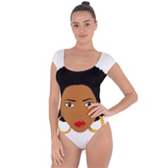 African American Woman With ?urly Hair Short Sleeve Leotard  by bumblebamboo