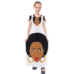 African American Woman With ?urly Hair Kids  Short Sleeve Maxi Dress by bumblebamboo