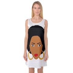 African American Woman With ?urly Hair Sleeveless Satin Nightdress by bumblebamboo