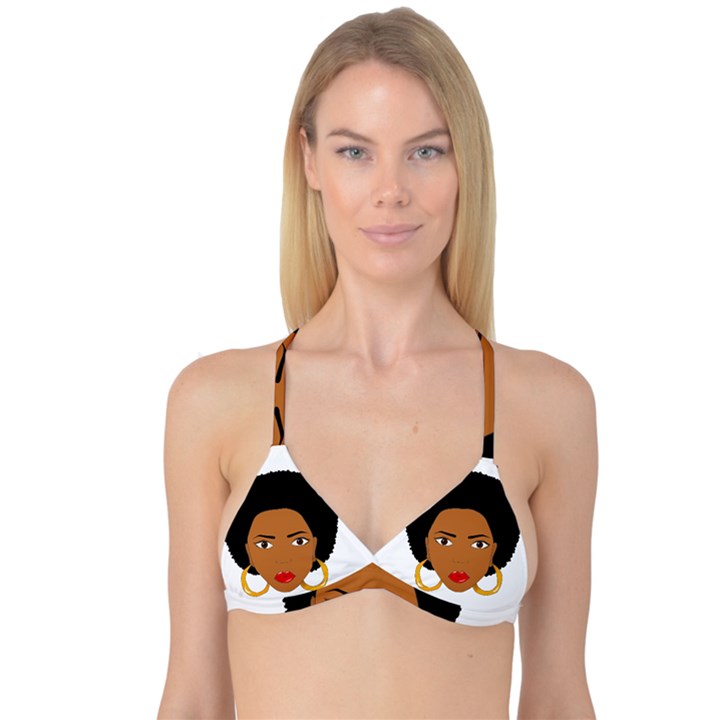 African American woman with сurly hair Reversible Tri Bikini Top