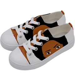 African American Woman With ?urly Hair Kids  Low Top Canvas Sneakers by bumblebamboo