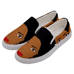 African American Woman With ?urly Hair Men s Canvas Slip Ons by bumblebamboo