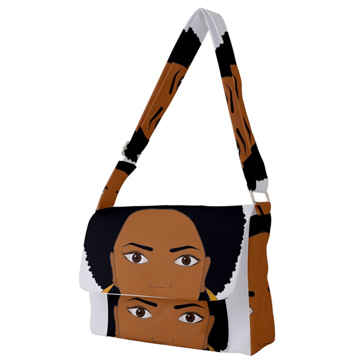 African American woman with сurly hair Full Print Messenger Bag