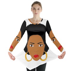 African American Woman With ?urly Hair Long Sleeve Tunic  by bumblebamboo