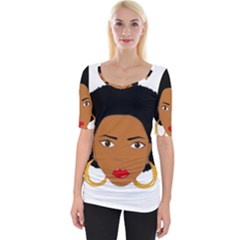 African American Woman With ?urly Hair Wide Neckline Tee