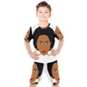 African American woman with сurly hair Kids  Tee and Shorts Set View1