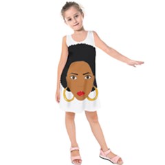 African American Woman With ?urly Hair Kids  Sleeveless Dress by bumblebamboo