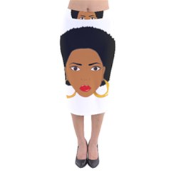 African American Woman With ?urly Hair Velvet Midi Pencil Skirt by bumblebamboo