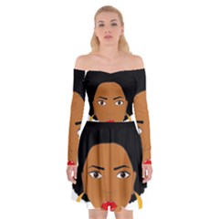 African American Woman With ?urly Hair Off Shoulder Skater Dress by bumblebamboo