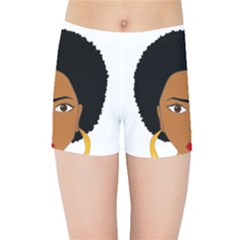 African American Woman With ?urly Hair Kids  Sports Shorts by bumblebamboo