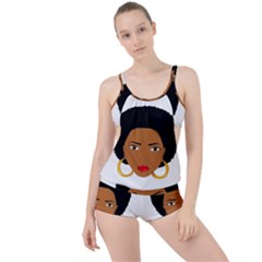 African American Woman With ?urly Hair Boyleg Tankini Set  by bumblebamboo