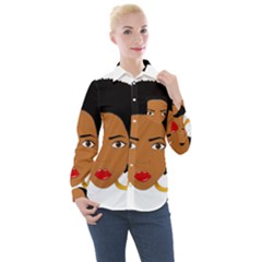 African American Woman With ?urly Hair Women s Long Sleeve Pocket Shirt