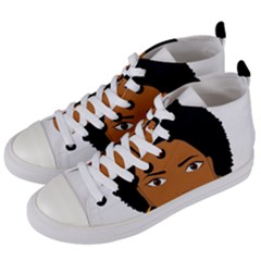 African American Woman With ?urly Hair Women s Mid-top Canvas Sneakers by bumblebamboo