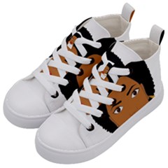 African American Woman With ?urly Hair Kids  Mid-top Canvas Sneakers by bumblebamboo