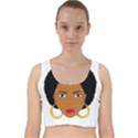 African American woman with сurly hair Velvet Racer Back Crop Top View1