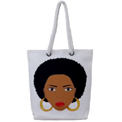 African American Woman With ?urly Hair Full Print Rope Handle Tote (small) by bumblebamboo