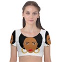 African American woman with сurly hair Velvet Short Sleeve Crop Top  View1