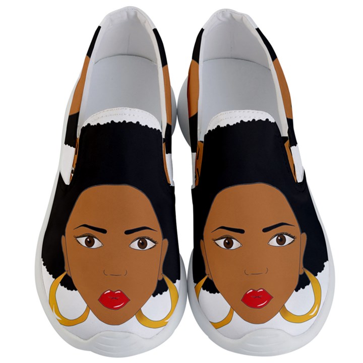 African American woman with сurly hair Men s Lightweight Slip Ons