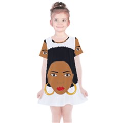 African American Woman With ?urly Hair Kids  Simple Cotton Dress by bumblebamboo