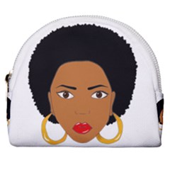 African American Woman With ?urly Hair Horseshoe Style Canvas Pouch by bumblebamboo