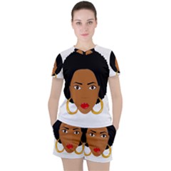 African American Woman With ?urly Hair Women s Tee And Shorts Set