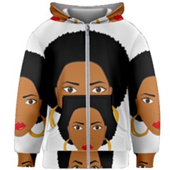 African American Woman With ?urly Hair Kids  Zipper Hoodie Without Drawstring by bumblebamboo