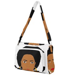 African American Woman With ?urly Hair Front Pocket Crossbody Bag by bumblebamboo