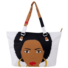 African American Woman With ?urly Hair Full Print Shoulder Bag by bumblebamboo