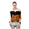 African American woman with сurly hair Long Sleeve Chiffon Shirt View1