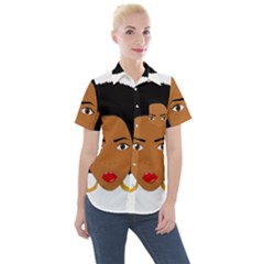 African American Woman With ?urly Hair Women s Short Sleeve Pocket Shirt