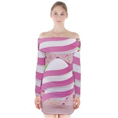 Easter Egg Colorful Spring Color Long Sleeve Off Shoulder Dress