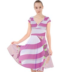 Easter Egg Colorful Spring Color Cap Sleeve Front Wrap Midi Dress