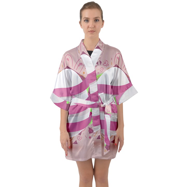 Easter Egg Colorful Spring Color Quarter Sleeve Kimono Robe