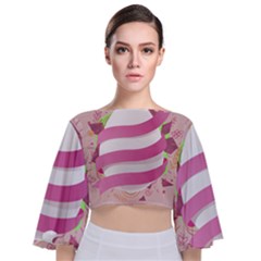 Easter Egg Colorful Spring Color Tie Back Butterfly Sleeve Chiffon Top