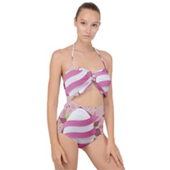 Easter Egg Colorful Spring Color Scallop Top Cut Out Swimsuit