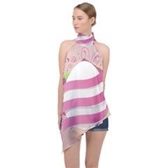 Easter Egg Colorful Spring Color Halter Asymmetric Satin Top