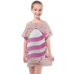 Easter Egg Colorful Spring Color Kids  One Piece Chiffon Dress