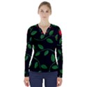 Roses Flowers Spring Flower Nature V-Neck Long Sleeve Top View1