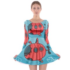 Dive Scuba Ocean Sea Water Fish Long Sleeve Skater Dress by Pakrebo