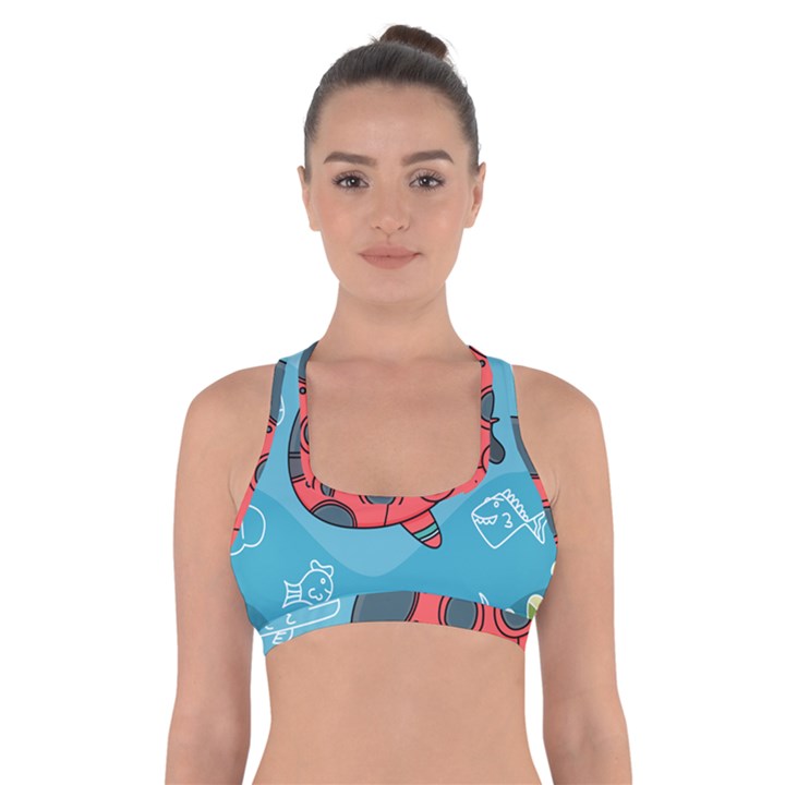 Dive Scuba Ocean Sea Water Fish Cross Back Sports Bra