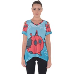 Dive Scuba Ocean Sea Water Fish Cut Out Side Drop Tee by Pakrebo