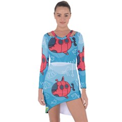 Dive Scuba Ocean Sea Water Fish Asymmetric Cut-out Shift Dress by Pakrebo