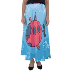 Dive Scuba Ocean Sea Water Fish Flared Maxi Skirt by Pakrebo