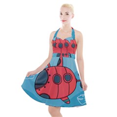 Dive Scuba Ocean Sea Water Fish Halter Party Swing Dress  by Pakrebo