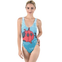 Dive Scuba Ocean Sea Water Fish High Leg Strappy Swimsuit by Pakrebo